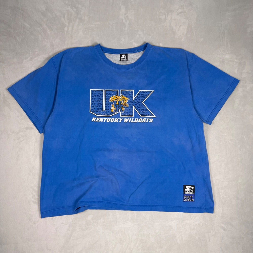 Y2K Mens Starter Kentucky Wildcats UK Graphic T-Shirt Gameday Blue 2XL